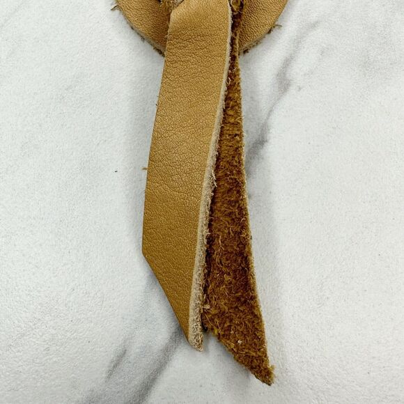 Soft Brown Leather Fringe Western Concho Boho Keychain Keyring - Picture 6 of 10